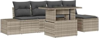 vidaXL Garden Sofa Set with Cushion 6 pcs Light grey Vidaxl