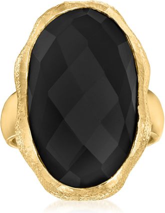 Ross-Simons Black Onyx Ring in 18kt Gold Over Sterling
