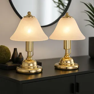 ETC Shop 2x Lampada Da Tavolo A Led Design Lampada Interruttore Tattile Illuminazione In Ottone Luce Notturna Lampada Aspetto Ottone