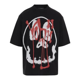 Yohji Yamamoto Tops, Heren, Zwart, L, Katoen, Katoenen T-shirt Met Logo