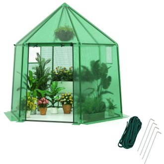 Costway Serra Da Giardino Per Esterni Con Copertura In Pe, Serra Portatile Per Esterni Con Struttura In Metallo Rivestito In Pe Antiruggine, 198 X 172 X 190 C