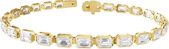 Diamond2Deal 18k Vermeil Plated Silver 10 ct Radiant Cut Lab Grown Diamond Fancy Tennis Bracelet 7