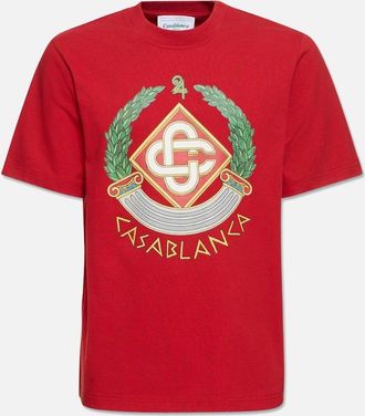 Casablanca Mens Mens Red Casablanca Crest Print T-Shirt - Size: 36