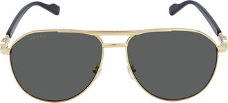 Gucci Grey Pilot Unisex Sunglasses GG1220S 001 59