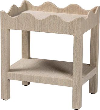 Baxton Studio Sebastian Grasscloth Scalloped End Table