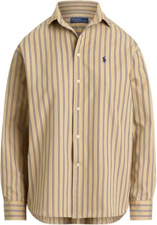 Ralph Lauren Gestreepte Katoenen Blouse - Dames - Overhemden - Beige - M - Katoen - Overhemden