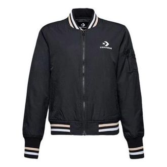 Converse (WMNS) Converse Baseball Jacket Asia Sizing Black White 10017469-A01