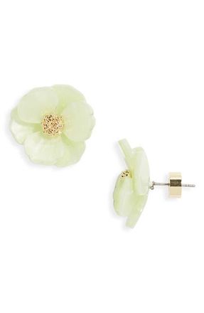 Nordstrom Floral Statement Stud Earrings in Mint- Gold at Nordstrom