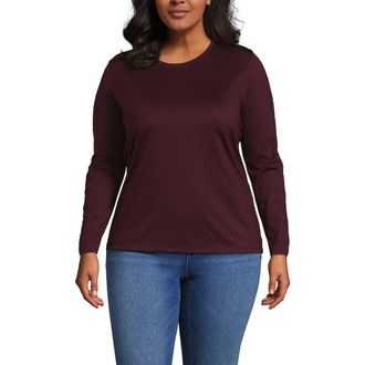 Lands End Plus Size Relaxed Supima Cotton Long Sleeve Crew Neck T-Shirt in Lush Burgundy at Nordstrom, Size Small