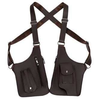 Generic Underarm Shoulder Bag For Men, Adjustable Anti- Theft Underarm Vest Bag, Double Underarms Wallet Pocket Harness, PU Leather Double Shoulder Strap Bags