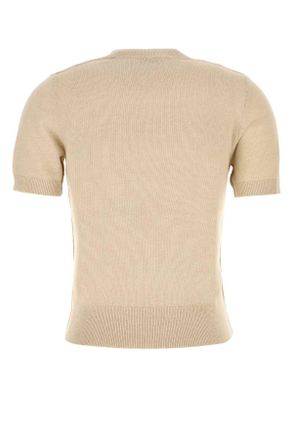 Burberry Womens Sand Wool Blend Sweater Easelbeige Exterior: Cotton Nylon Maglieria