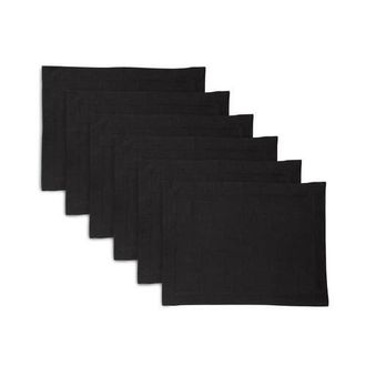 Solino Home Linen Placemats - Sonoma - Set of 6, 14 x 19 in Black at Nordstrom, Size Medium