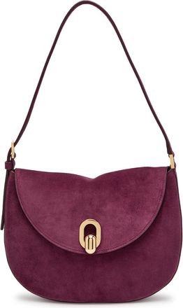 Savette Tondo Small Suede Shoulder bag - Plum - One Size