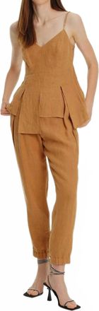 Exquise Linen Jogger Pants In Camel