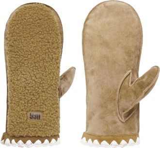 UGG Womens Uggfluff Scalloped Mitten Cold Weather Gloves, Chestnut, L/XL