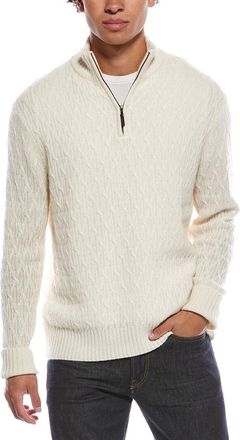Quinn Mini Cable Stitch Cashmere 1/4-Zip Mock Sweater