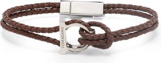 Ferragamo Gevlochten leren armband - Heren - Armbanden - Bruin - ONE Size - Leer - Accessoires