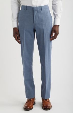 Nordstrom Henrik Trim Fit Solid Stretch Wool Suit Pants in Grey Blue Crosshatch at Nordstrom, Size 48