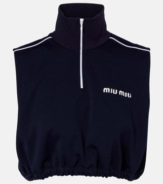 Miu Miu Logo jersey crop top