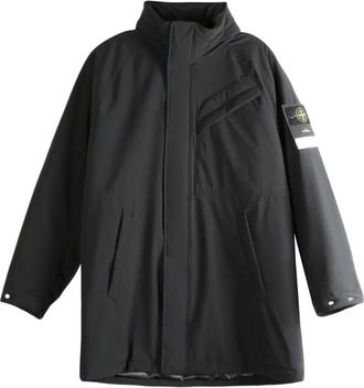 Stone Island Piumino con logo - Nero