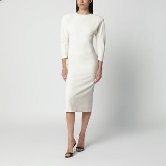 Andamane Abito midi bianco latte con spalle arrotondate