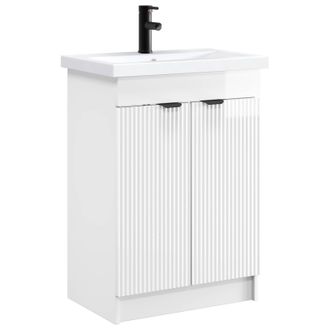 vidaXL Juego De Muebles De Ba&ntilde;o Blanco Brillante 78,5 X 37,5 X 81 Cm Vidaxl