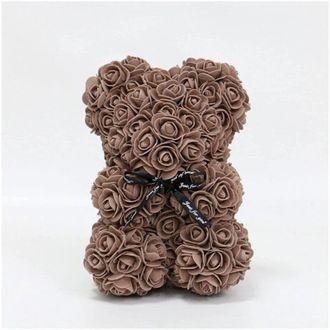Trade Shop Trade Shop - Rosas Oso De Peluche Con 40 Cm Flores Artificiales En Caja De Regalo - Brown