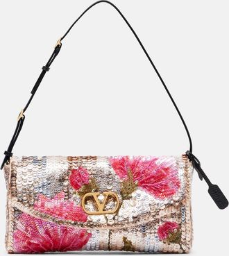 Valentino Garavani Bolso al hombro DeVain Small floral con lentejuelas