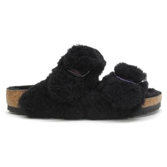 Birkenstock Arizona Big Buckle Fur Unisex Casual Sandals - Teddy Black - Size:UK 4.5