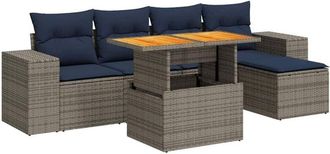 vidaXL Vidaxl - Set Divano da Giardino 6 pz con Cuscini Grigio in Polyrattan