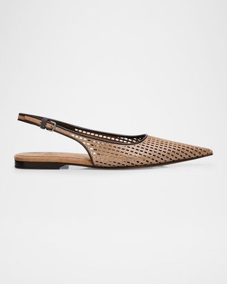 Brunello Cucinelli Perforated Leather Slingback Flats