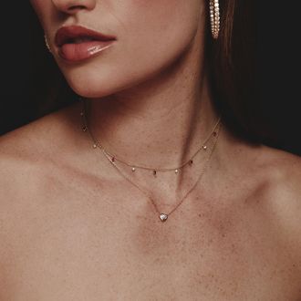The Diamond Store Vivara Lab Ruby and Lab Diamond Necklace Set in 9K White Gold