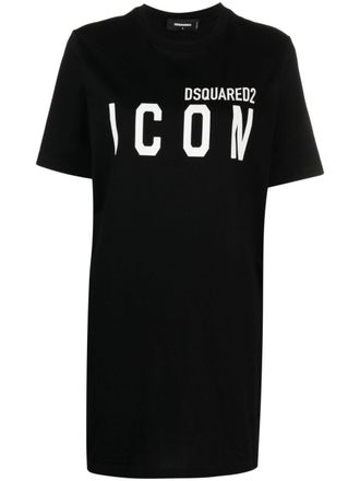 Dsquared2 T-shirtjurk met tekst - Zwart