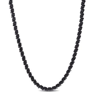 Amour 1/2 CT TW Black Diamond Tennis Necklace In Sterling Silver with Black Rhodium