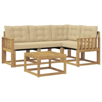 vidaXL Conjunto De Sof&aacute;s De Exterior Con Coj&iacute;n 5 Pcs Y Beige Vidaxl