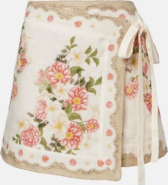 Agua Bendita Copricostume Luna in lino con stampa floreale