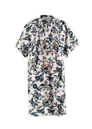 Diane Von Fürstenberg Diane Von Furstenberg White Patterned Shirt Dress Size L