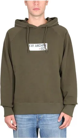 Fay Hoodies & sweatvesten, Heren, Groen, L, Archive Felpa Hoodie