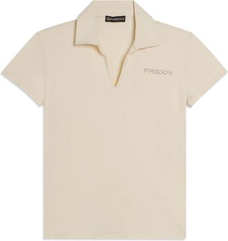 Freddy T-Shirt FREDDY Shirt S26WCRT4, Damen, Gr. L, wei&szlig;cup gray, Obermaterial: 95% Baumwolle CO. 5% Elasthan EL., Shirts T-Shirt