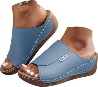 Generic Orthopedic Wedge Sandals for Women Summer Dressy 2025 Casual Open Toe Solid Color Wedge Heel Slides Comfortable Walking Orthotic Platform Sandals with