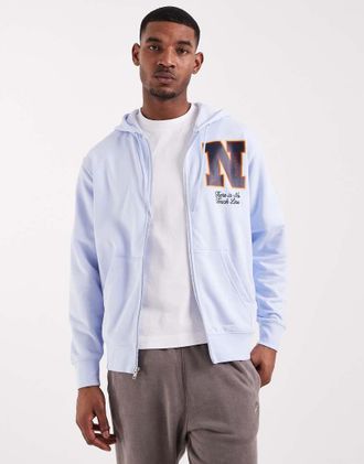 Nike Club - Felpa blu chiaro in spugna con cappuccio e zip