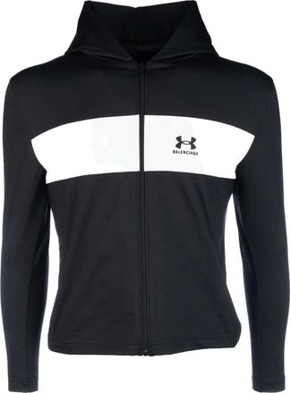 Balenciaga Zip-throughs, male, Black, Size: L Stretch Polyester Hooded Sweatshirt