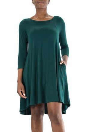 Nina Leonard Three-Quarter Sleeve Stretch Knit Trapeze Dress in Rich Pine at Nordstrom Rack, Size Small
