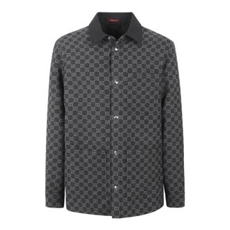 Gucci Jassen, Heren, Grijs, L, Brushed GG Flannel Jacket