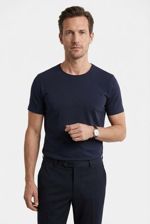 Olymp T-Shirt OLYMP Casual, Herren, Gr. XXL, blau (marine), Jersey, Obermaterial: 95% Baumwolle, 5% Elasthan, Basic, Rundhals, Shirts T-Shirt