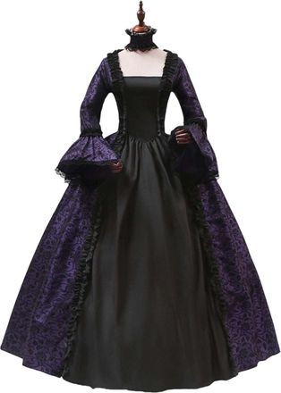 Generic Women Medieval Dresses Renaissance Halloween Costumes Gothic Court Gowns Plus Size Lace Patchwork Vintage Tea Party Prom Dress Elegant Retro Goth Prin