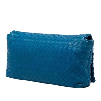 Bottega Veneta Pre-owned Woven Nappa Crossbody Bag - Dames - Pre-owned - Blauw - Maat: ONE Size Leer
