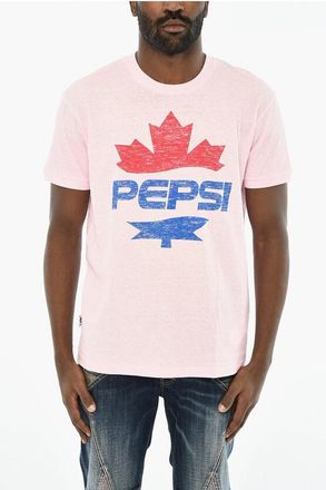Dsquared2 Cotton Crew-Neck T-shirt with Maxi Frontal Print Pepsi size L