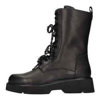 Tosca Blu Louise Combat Laarzen - Dames - Schoenen - Zwart - Maat: 36 EU Leer