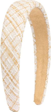 Tasha Wide Tweed Headband in Ivory Plaid at Nordstrom